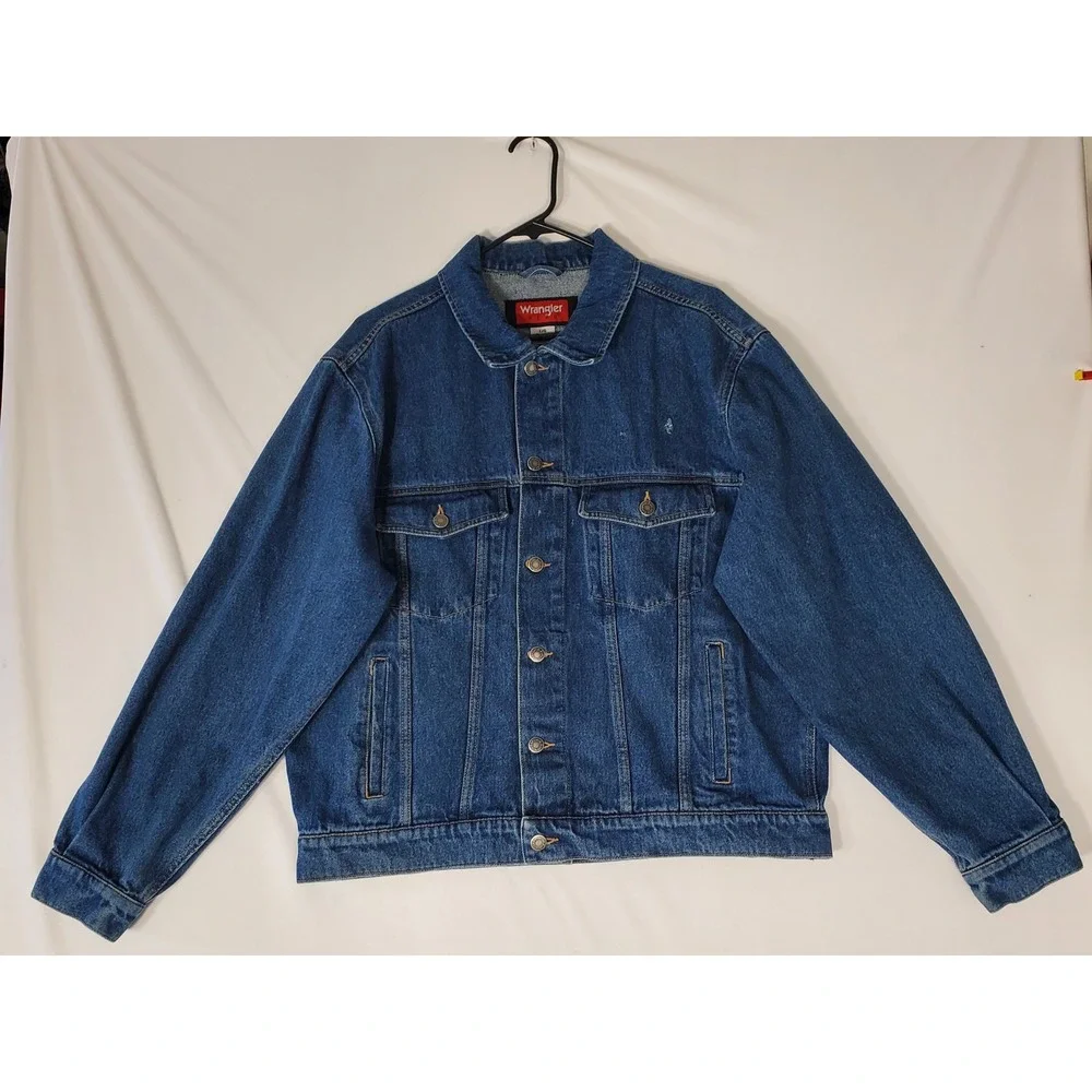Wrangler Hero Mens Blue Denim Trucker Jacket Medium Wash Large RN15101